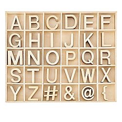 未完成の木のアルファベットとマークのパズル  知育玩具  パパイヤホイップ  2.9~3x0.6~3x0.2cm  30スタイル  5個/スタイル  150個/セット