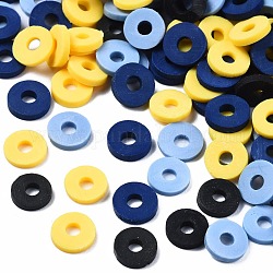 Manuell Polymer Ton Perlen, heishi Perlen, für DIY Schmuck Bastelbedarf, Disc / Flachrund, Preußischblau, 6x1 mm, Bohrung: 2 mm, ca. 26000 Stk. / 1000 g