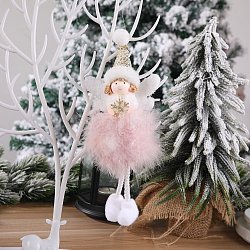 Украшения подвески из ткани, для рождественских украшений, ангел в платье из перьев, розовые, 220x90 мм