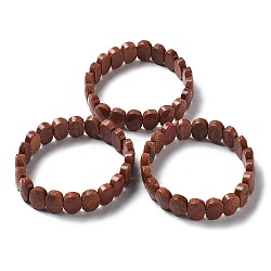 Bracelet extensible en perles de pierre dorée synthétique, bijoux en pierres précieuses pour femmes, ovale, diamètre intérieur: 2-1/8 pouce (5.4~5.5 cm)