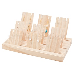 Wooden Earring Holder Necklace Shelf Tray Counter Pendant Jewelry Storage Props Display, Rectangle, BurlyWood, Finished Product: 22x12.1x8.65cm