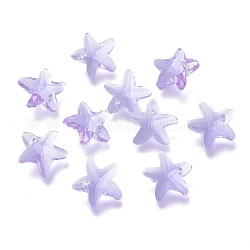 Charms de cristal facetado, estrella de mar, lila, 14x15x7mm, agujero: 1.4 mm