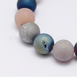 Galvanisieren natürliche Achat Perle Stränge, Runde, Klasse A, Mischfarbe, 12 mm, Bohrung: 1 mm, ca. 16 Stk. / Strang, 7.5 Zoll