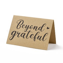 Крафт-бумага спасибо поздравительные открытки, прямоугольник с рисунком слова, на день благодарения, деревесиные, 72x100x1 мм