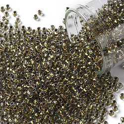TOHO Round Seed Beads, Japanese Seed Beads, (262) Inside Color Crystal/ Lemon Lined, 11/0, 2.2mm, Hole: 0.8mm, about 1110pcs/bottle, 10g/bottle