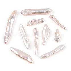 Perle baroque naturelle perles de keshi, perle de culture d'eau douce, cure-dent, top foré, couleur de coquillage, 15~43x3.5~8x2.5~8mm, Trou: 0.6mm