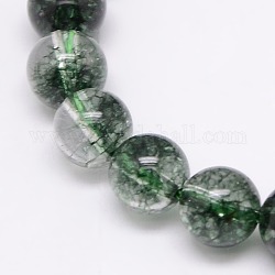 Natural Crackle Quartz Beads Strands, Round, Dyed & Heated, Dark Slate Gray, 8mm, Hole: 1mm, about 25pcs/strand, 7 inch
