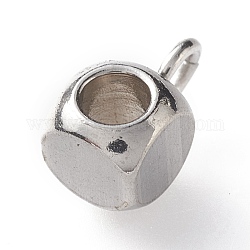 304 Stainless Steel Tube Bails, Loop Bails, Cube Bail Beads, Stainless Steel Color, 7x4x4mm, Hole: 1.6~1.8mm