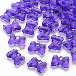 Transparent Acrylic Pendants, Bowknot, Medium Purple, 13.5x18x5.5mm, Hole: 2.5mm, about 625pcs/500g
