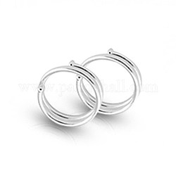 925 Sterling Silver Hoop Earrings, Double Ring, Silver, 8mm