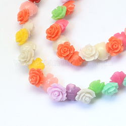 Flower Dyed Synthetic Coral Beads, Mixed Color, 10x6~7mm, Hole: 1mm