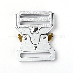 Zinc Alloy Side Release Buckles, Survival Bracelet Clasps, Silver, 65x51x7.5mm, Hole: 4x38mm and 5x38.5mm