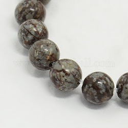 Perles en pierres gemme, naturel obsidienne flocon de neige, ronde, environ 8 mm de diamètre, Trou: 1mm, Environ 50 pcs/chapelet