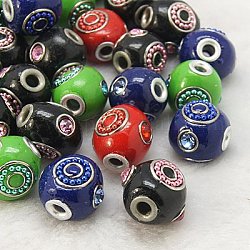 Indonesia Beads, with Iron Core, Oval, Mixed Color, about 18mm long, 18mm wide, 13mm thick, hole: 4.3mm
