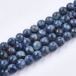 Собраны натуральные бронзитовые и синтетические бирюзовые бусы, окрашенные, круглые, стальной синий, 6~6.5 мм, отверстие : 0.9 мм, около 67~68 шт / нитка, 15.7 дюйм