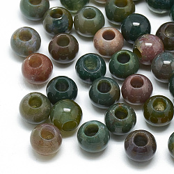 Natural Indian Agate Beads, Large Hole Beads, Rondelle, 14x12mm, Hole: 5.5mm