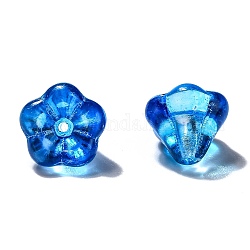 Perles de verre tchèques transparentes, fleur, Dodger bleu, 10x8mm, Trou: 2mm, environ 120 pcs / sachet 