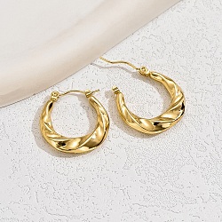 304 женские витые серьги-кольца из нержавеющей стали, золотые, 22x21 мм