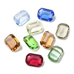 Cabujones de cristal con rhinestone, Rectángulo, facetados, color mezclado, 14x10x5~6mm