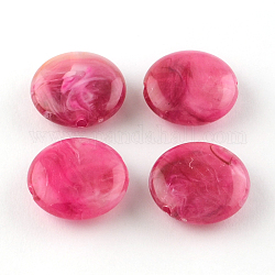 Плоские круглые имитация драгоценных камней акриловые бусины, темно-розовыми, 22x8.5 мм, отверстие : 2 мм, Около 190 шт / 500 г