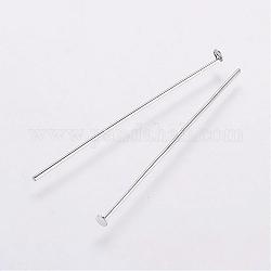 Rack Plating Brass Flat Head Pins, Long-Lasting Plated, Electroplated, Platinum, 35x0.8mm, 20 Gauge, Head: 1.8mm
