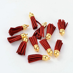 Suede Tassels, with CCB Plastic Findings, Nice for DIY Earring or Cell Phone Straps Making, Dark Red, 38x10mm, Hole: 2mm