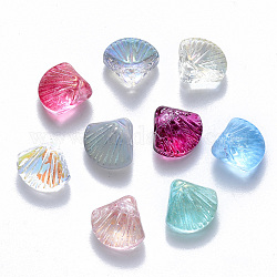 Perle en verre transparent, perles percées, mixedstyle, forme de pétoncle, couleur mixte, 10x10.5x6mm, Trou: 1mm