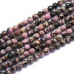 Chapelets de perles en rhodonite naturelle, ronde, facetté (128 facettes), alice bleu, 6mm, Trou: 0.8mm, Environ 64 pcs/chapelet, 15.35 pouce (39 cm)