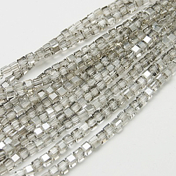 Electroplate Glass Beads Strands, Half Plated, Faceted Cube, Gray, 7~8x7~8x7~8mm, Hole: 1mm, about 72pcs/strand, 19.8 inch