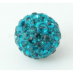 Abalorios de Diamante de imitación de arcilla polímero, Pave bolas de discoteca, Grado A, circón azul, pp11 (1.7~1.8 mm), 8mm, agujero: 1.5 mm