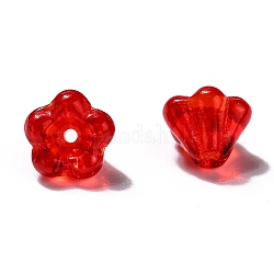 Perle di vetro ceche trasparenti, fiore, rosso, 6.5x5mm, Foro: 0.8 mm, circa 357~363pcs/scatola