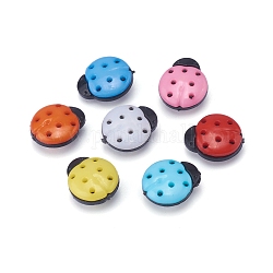 Botones de costura plásticos, forma de mariquita, 1 agujero, color mezclado, 15x13x4mm, agujero: 3x2 mm