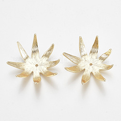 Brass Bead Caps, Multi-Petal, Nickel Free, Real 18K Gold Plated, 41x37x12.5mm, Hole: 1mm