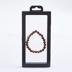 Supports de cadre en plastique, avec membrane transparente, Pour la bague, pendentif, affichage de bijoux de bracelet, rectangle, noir, 196x90x20mm
