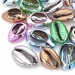Galvanisierte natürliche Kaurimuschel Perlen, ungebohrt / keine Lochperlen, Mischfarbe, 17~21x11~14x6~8 mm