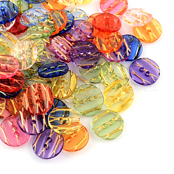 Transparenten Acryl-Tasten, Kunststoff Annähen von Knöpfen für die Kostüme, 2-Loch, gefärbt, Flachrund, Mischfarbe, 13x3 mm, Bohrung: 1 mm