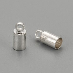 Brass Cord Ends, Silver Color Plated, 9.5x4mm, Hole: 1.2mm, 3mm inner diameter