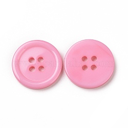 Botones de resina, teñido, plano y redondo, rosa, 20x3mm, agujero: 2 mm, 195 unidades / bolsa