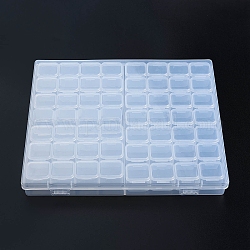 Recipientes rectangulares de almacenamiento de perlas de polipropileno (pp), con tapa abatible y 56 rejilla, cada fila tiene 4 rejillas, para joyería pequeños accesorios, Claro, 21x18x2.6 cm