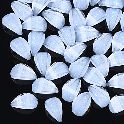 Resin Cabochons, with Glitter Powder, Faceted, teardrop, Light Sky Blue, 8x5x2.5mm