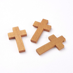 Pendentifs en bois d'érable, croix, chocolat, 42x24.5x4mm, Trou: 2mm