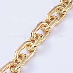 Handmade CCB Plastic Figaro Chains, Oval, for Jewelry Making, Golden, Link: 28x17x5mm, 24x18.5x5mm, 39.37 inch(1m)/strand