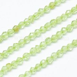 Chapelets de perles en péridot naturel, facette, ronde, jaune vert, 2mm, Trou: 0.5mm
