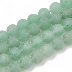Natural Green Aventurine Beads Strands, Frosted, Round, 6mm, Hole: 1mm, about 63pcs/strand, 15.5 inch