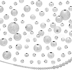 Pandahall elite 120pcs 3 perles acryliques peintes à la bombe, Style mat, ronde, couleur d'argent, 120 pièces 3 styles 4~10mm