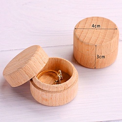 Caja de anillo de madera redonda, caja de embalaje de regalo de madera, peachpuff, 4x3 cm