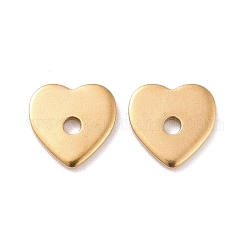 Revestimiento iónico (ip) 304 perlas de acero inoxidable, corazón, dorado, 8x8x1mm, agujero: 1.5 mm
