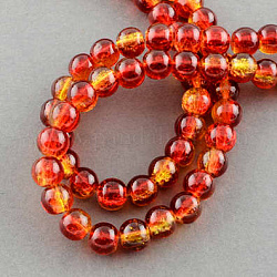 Spray Painted Crackle Glass Beads Strands, Round, Two Tone, Tomato, 14mm, Hole: 1.3~1.6mm, about 57pcs/strand, 31.4 inch
