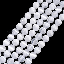 Brins de perles de sélénite naturelles, grade AAA, ronde, grade AAA, 8mm, Trou: 0.9mm, Environ 49 pcs/chapelet, 15.67 pouce (39.8 cm)
