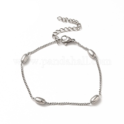 Bracelets maillon chaîne en 304 acier inoxydable, bracelets de perles ovales pour femmes, couleur inoxydable, 6 pouce (15.2 cm)
